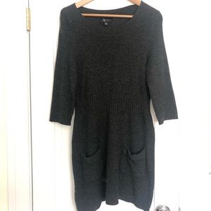 Aqua Cashmere (100%!) gray sweater dress POCKETS!